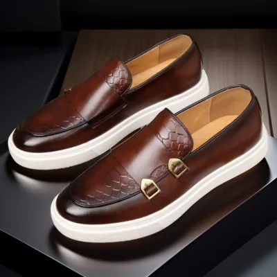 Men Fashion Casual British Style Round Toe Thick-Soled Loafers