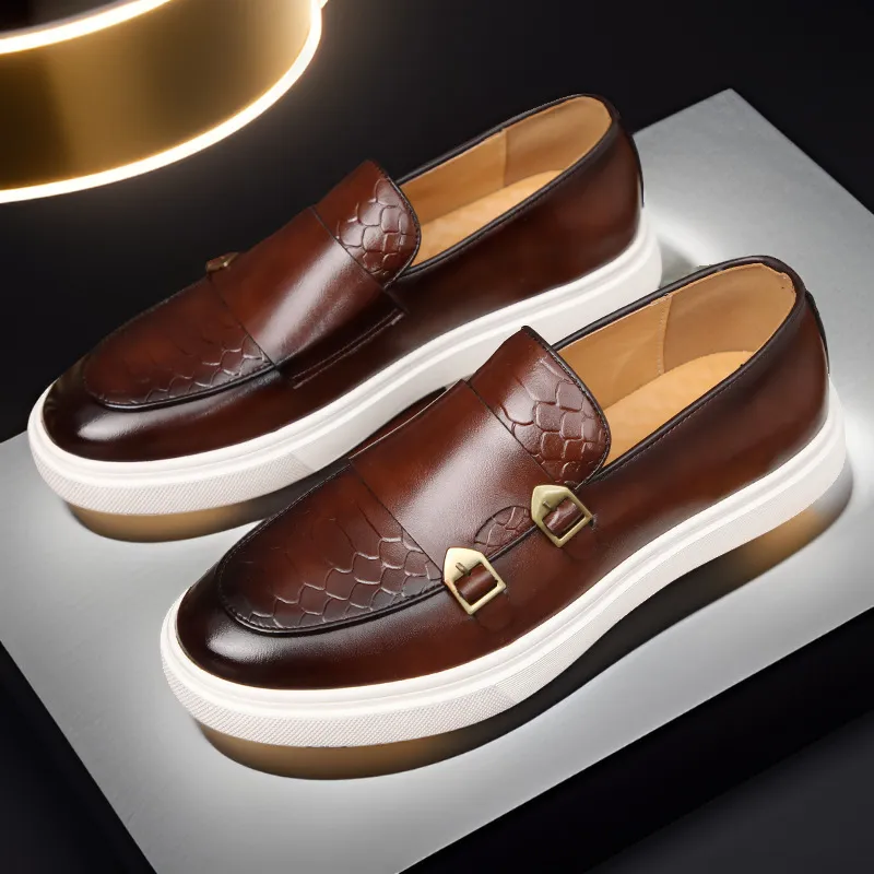 Men Fashion Casual British Style Round Toe Thick-Soled Loafers