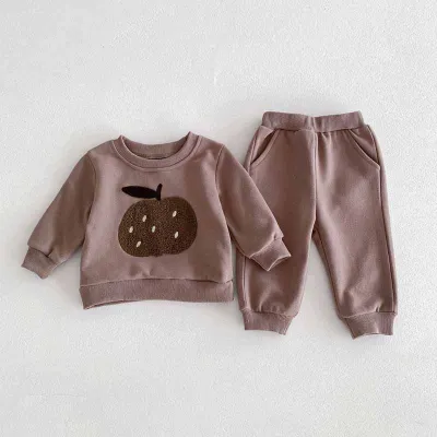 Kids Baby Boys Girls Casual Cute Cartoon Long Sleeve Sweatshirts Trousers Two-Piece Set