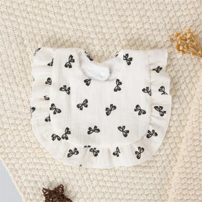 Kids Newborn Cute Tiny Flower Print Cotton Gauze Baby Drool Bibs for Girls