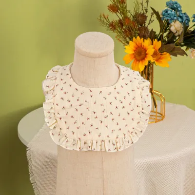 Kids Newborn Cute Tiny Flower Print Cotton Gauze Baby Drool Bibs for Girls