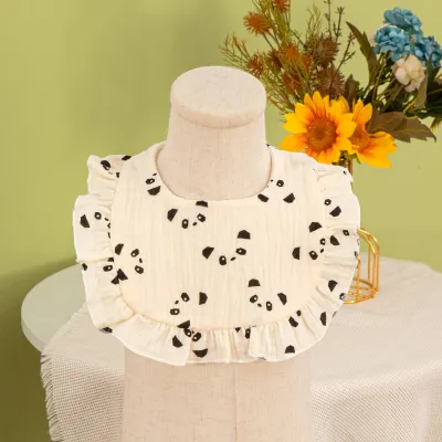 Kids Newborn Cute Tiny Flower Print Cotton Gauze Baby Drool Bibs for Girls