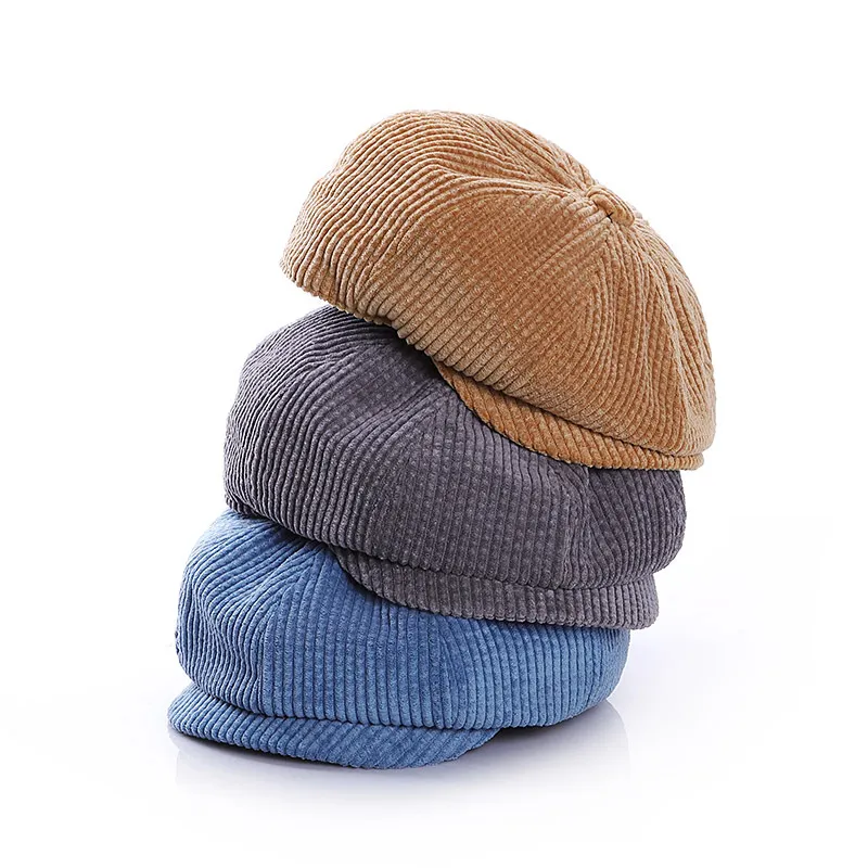 Kids Unisex Spring Autumn Casual Solid Color Corduroy Peaked Cap