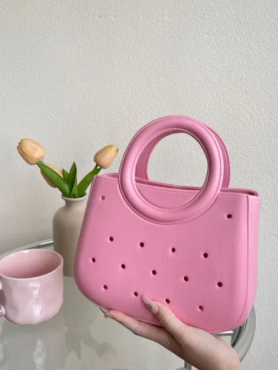 Women Fashion Creative EVA Handle Hole Small Square Bag