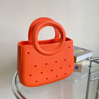 Women Fashion Creative EVA Handle Hole Small Square Bag