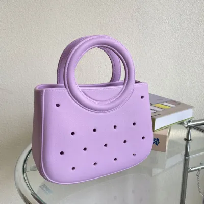 Women Fashion Creative EVA Handle Hole Small Square Bag