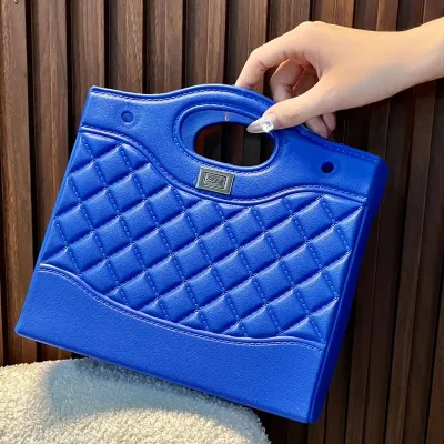 Women Fashion Solid Color Square Rhomboid EVA Handle Hole Bag