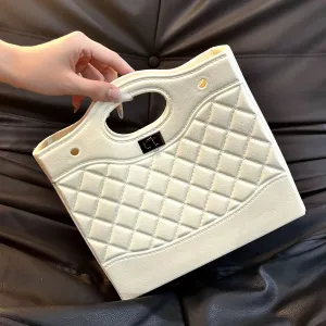 Women Fashion Solid Color Square Rhomboid EVA Handle Hole Bag
