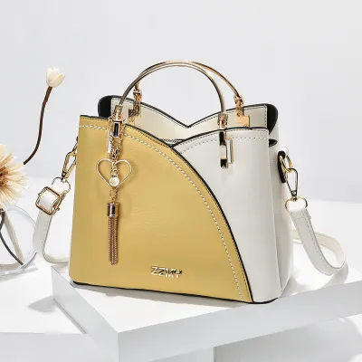 Women Fashionable Large Capacity Square PU Shoulder Bag with Heart-Shaped Pendant