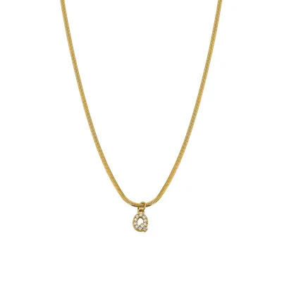 Women Fashion Retro 26 English Alphabet Pendant Titanium Steel Flat Snake Necklace