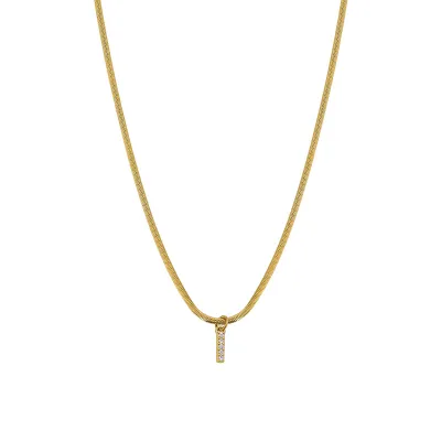 Women Fashion Retro 26 English Alphabet Pendant Titanium Steel Flat Snake Necklace