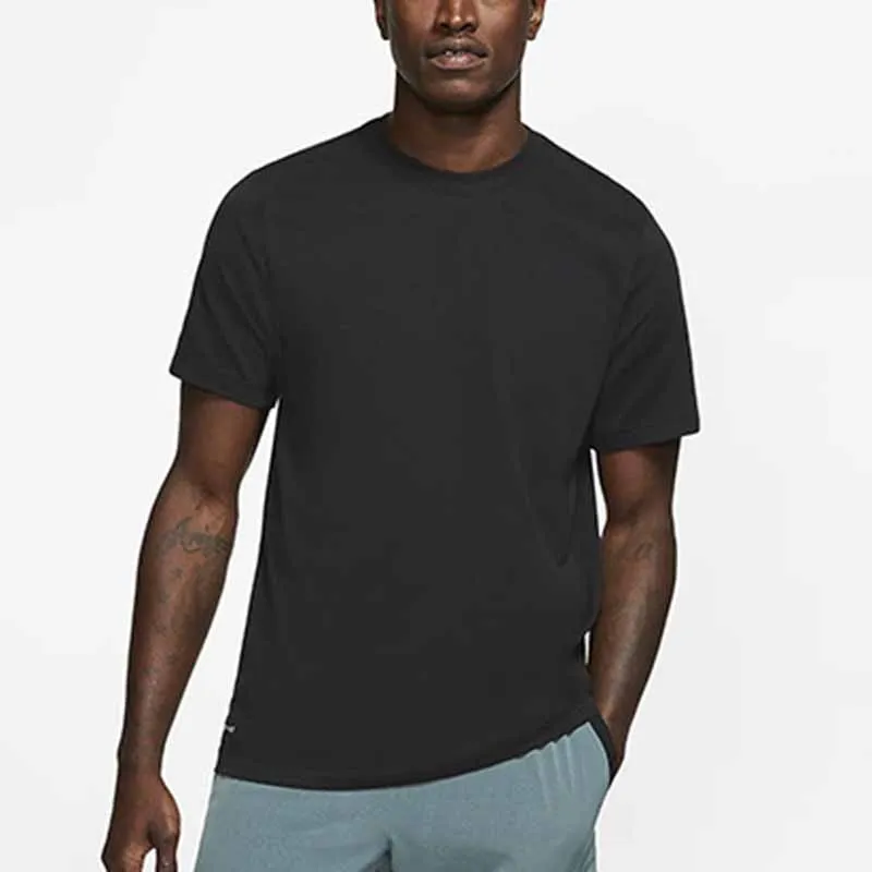Men Quick Dry Casual Solid Color Short Sleeve Round Neck Sports T-Shirt
