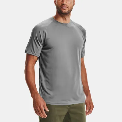 Men Casual Quick Dry Solid Color Short Sleeve Crewneck Sports T-Shirt