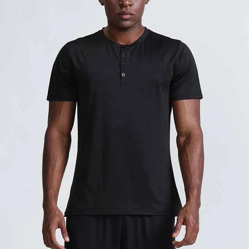 Men Casual Basic Quick Drying Sports T-Shirt Short Sleeve Round Neck Solid Color