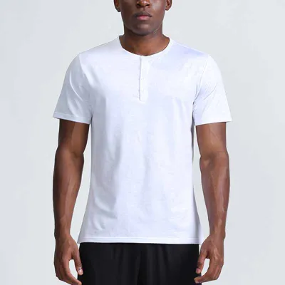 Men Casual Basic Quick Drying Sports T-Shirt Short Sleeve Round Neck Solid Color