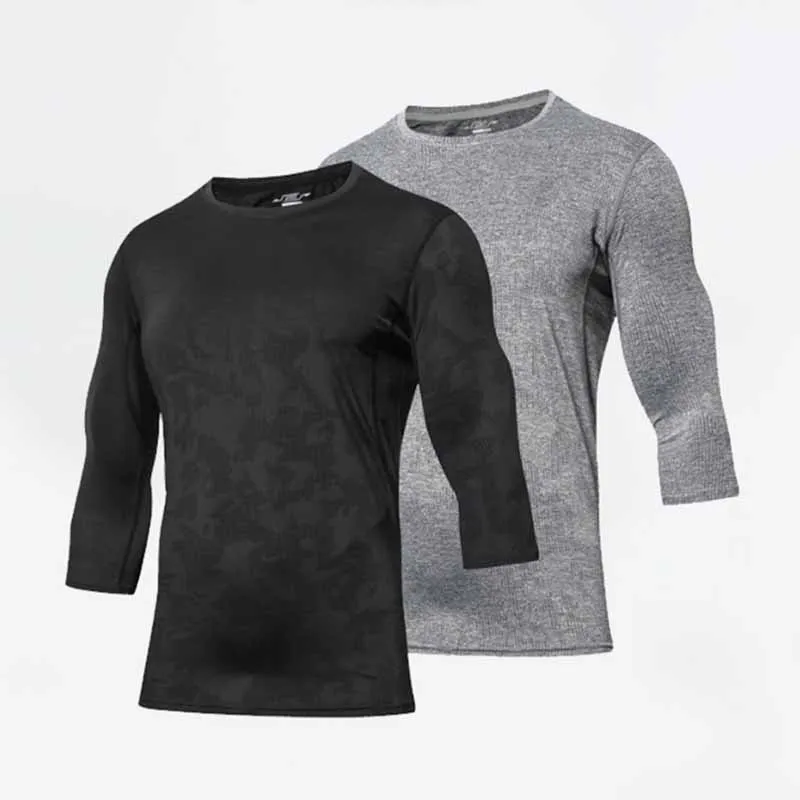 Men Casual Quick Dry Long Sleeve Round Neck Sports T-Shirt
