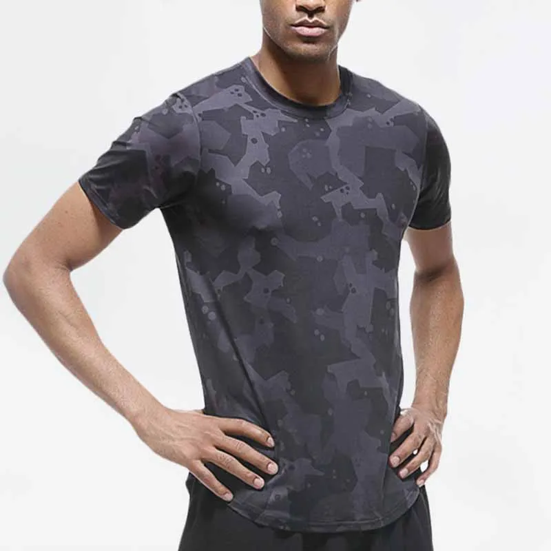 Men Casual Quick Drying Print Short Sleeve Round Neck Sports Loose T-Shirt