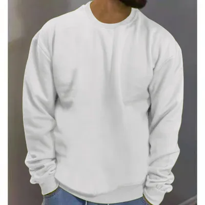 Men Casual Solid Color Long Sleeve Round Neck Pullover Sweatshirt for Autumn Winter