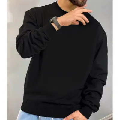 Men Casual Solid Color Long Sleeve Round Neck Pullover Sweatshirt for Autumn Winter