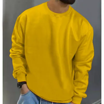Men Casual Solid Color Long Sleeve Round Neck Pullover Sweatshirt for Autumn Winter