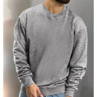 Men Casual Solid Color Long Sleeve Round Neck Pullover Sweatshirt for Autumn Winter