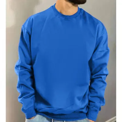 Men Casual Solid Color Long Sleeve Round Neck Pullover Sweatshirt for Autumn Winter