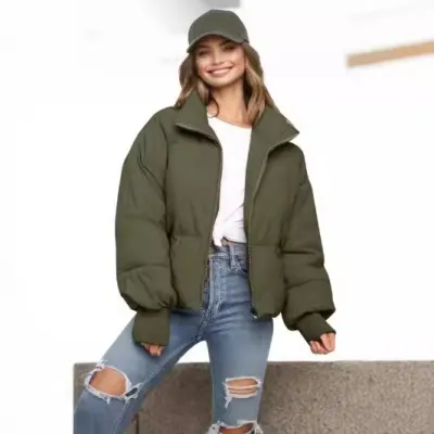 Autumn Winter Women Loose Thickened Cotton-Padded Jacket