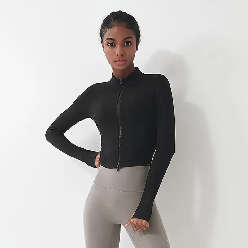 Women Casual Sports High Elastic Tight Zipper Pocket Yoga Jacket