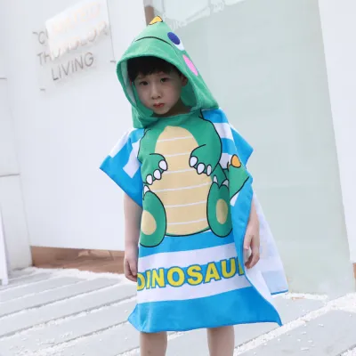 Kids Unisex Casual Cute Cartoon Print Beach Hooded Bath Towel Cape