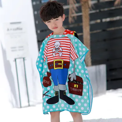 Kids Unisex Casual Cute Cartoon Print Beach Hooded Bath Towel Cape