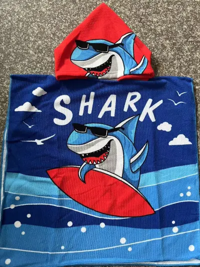 Kids Unisex Casual Cute Cartoon Print Beach Hooded Bath Towel Cape