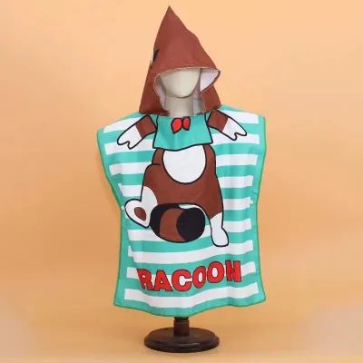Kids Unisex Casual Cartoon Print Beach Hooded Bath Towel Cape