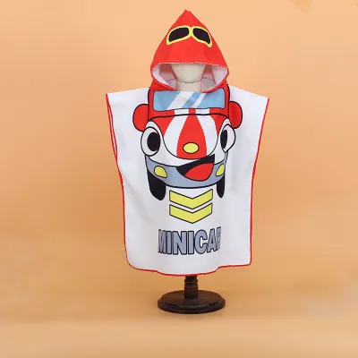 Kids Unisex Casual Cartoon Print Beach Hooded Bath Towel Cape