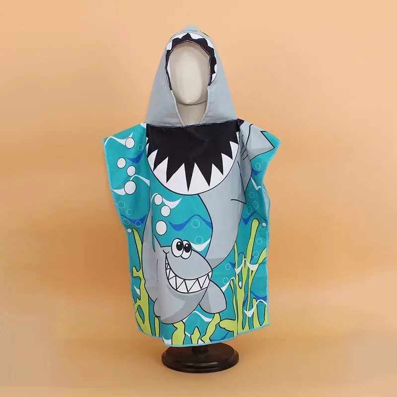 Kids Unisex Casual Cartoon Print Beach Hooded Bath Towel Cape