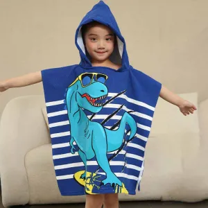 Kids Unisex Cute Cartoon Print Hooded Beach Bath Towel Cape