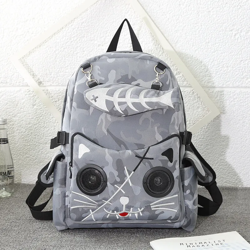 Summer Student Schoolbag Bluetooth Audio Backpack Casual Popular Nylon Water-Repellent Backpack
