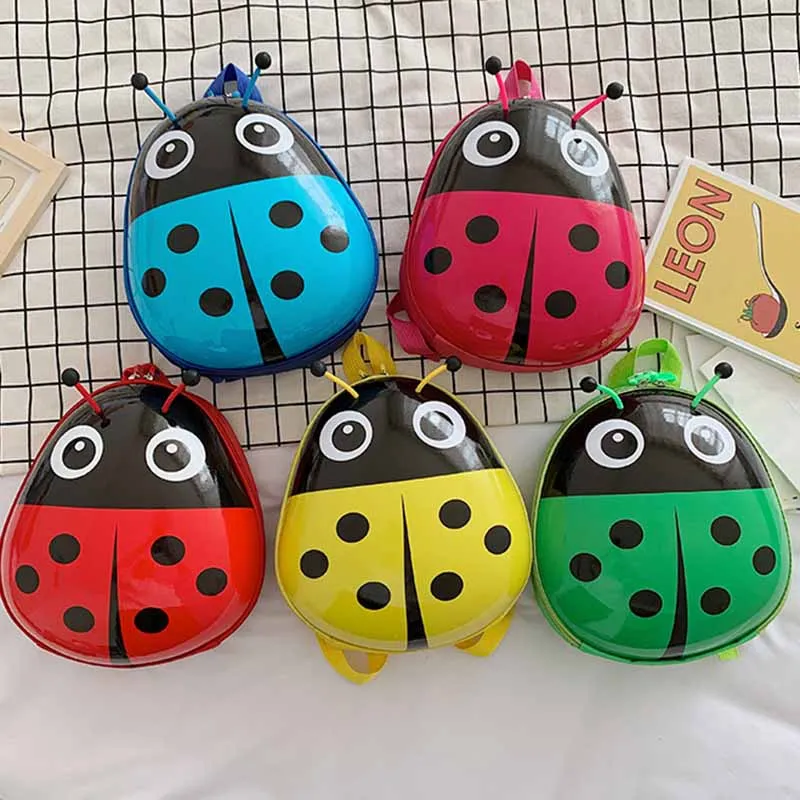 Kids Unisex Casual Cute Cartoon Coccinella Septempunctata Hard Shell Backpack Bag