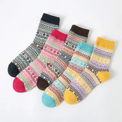 Women's Thickened Warm Cotton Diamond Plaid Socks Autumn Winter