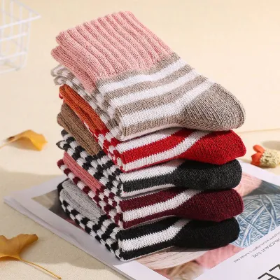 Autumn Winter Women Solid Color Thick Fleece-Lined Cotton Warm Socks