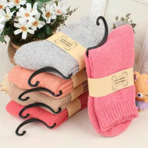 Autumn Winter Women Solid Color Thick Fleece-Lined Cotton Warm Socks