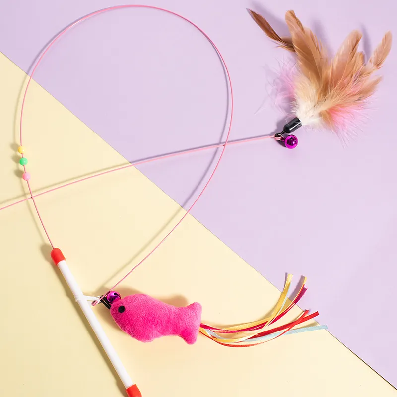 Steel Wire Feather Cat Teaser Pet Toy Interactive Wand