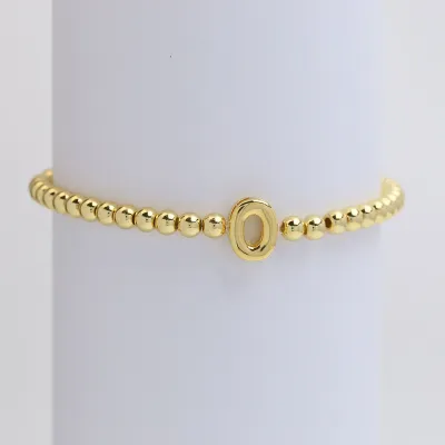 Women Fashion 26 English Alphabet Beaded Copper Bracelet