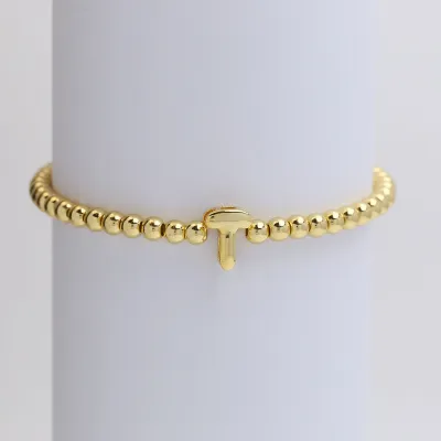 Women Fashion 26 English Alphabet Beaded Copper Bracelet