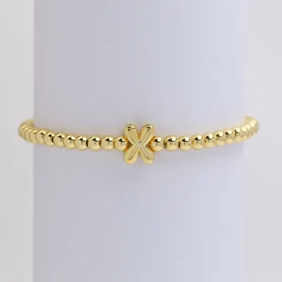 Women Fashion 26 English Alphabet Beaded Copper Bracelet