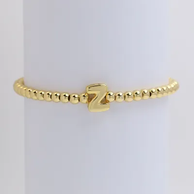 Women Fashion 26 English Alphabet Beaded Copper Bracelet