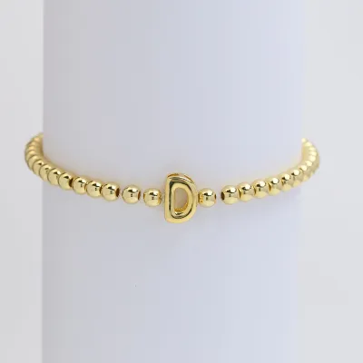 Women Fashion 26 English Alphabet Beaded Copper Bracelet