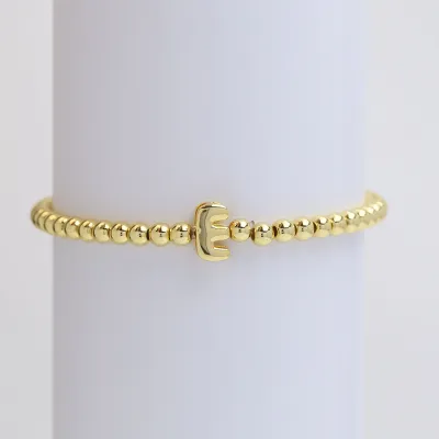 Women Fashion 26 English Alphabet Beaded Copper Bracelet
