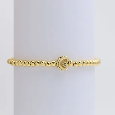 Women Fashion 26 English Alphabet Beaded Copper Bracelet