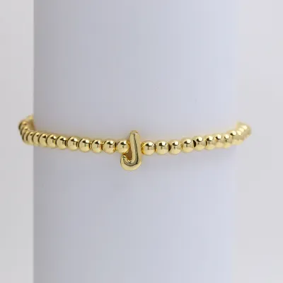 Women Fashion 26 English Alphabet Beaded Copper Bracelet