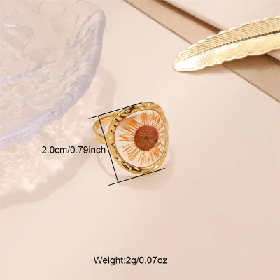 Women Simple Creative Eternal Flower Geometric Stainless Steel Ring